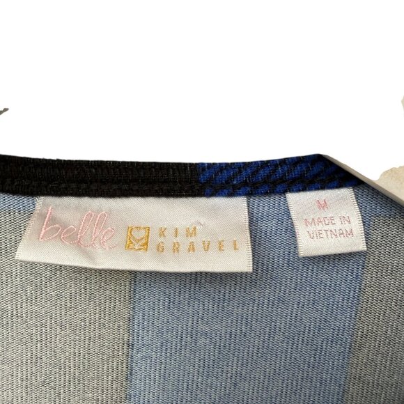 BELLE Kim Gravel Buffalo Plaid Signature Zip Top Medium Blue Black Pullover - Picture 7 of 10
